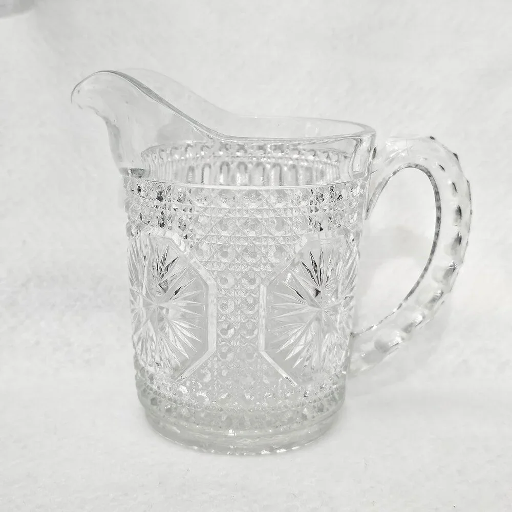 Imperial Amelia Star Medallion Early Vintage American Pattern Glass Pitcher